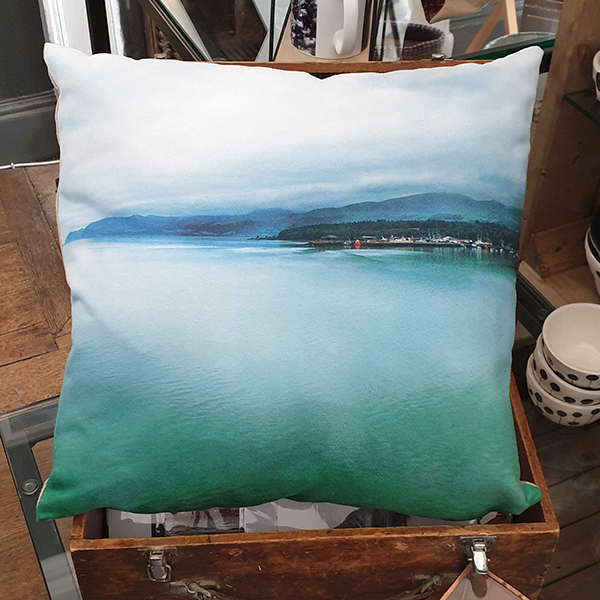 Sea View cushion by Sarah Rowley @roanaokeart