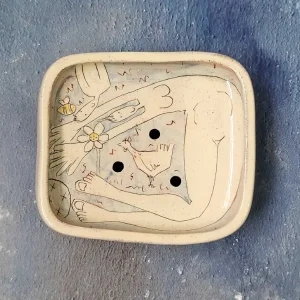 Viv Ross 178 hand painted ceramic soap dish